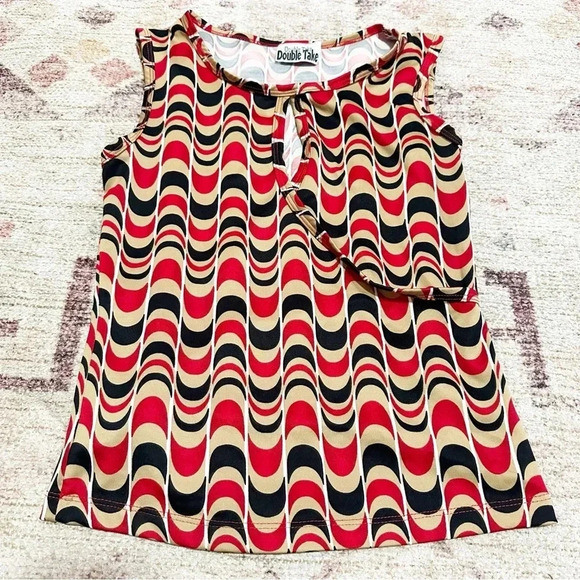 Vintage 90’s red, black, and tan wavy print sleeveless top 
Size small - Picture 10 of 10
